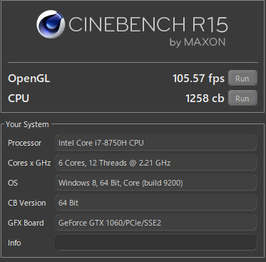 NEXTGEAR-NOTE i7920 Cinebench GPU gtx1060