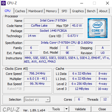 DAIV NG5520 cpuz Core i7-9750H