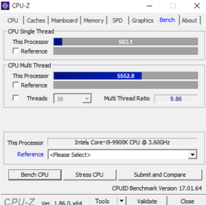 DAIV-DQZ530H5-M2S2-RCM CPUZ　Core i9-9900K