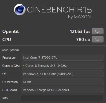 DAIV 3N CINEBENCH,AMD Radeon RX Vega M 