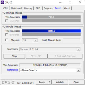 G-Tune EP-Z,Core i9-12900K,性能,CPUZ